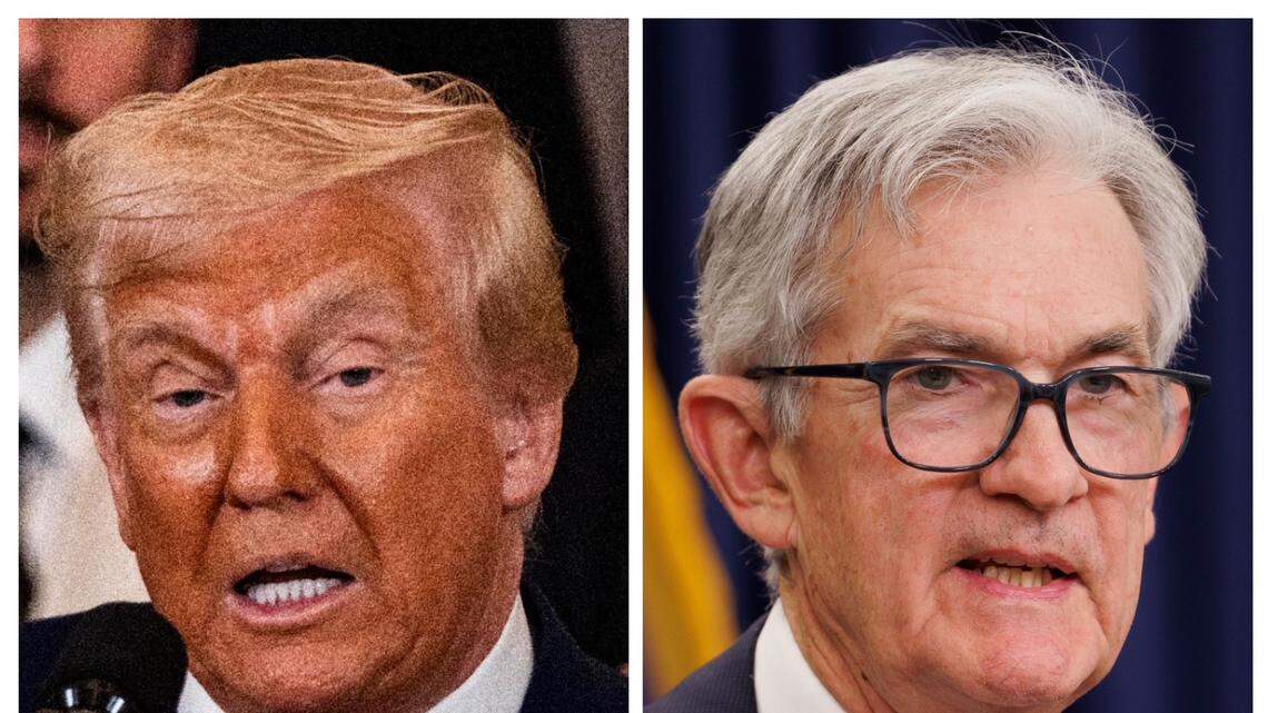 El presidente Donald Trump (izq.) ha criticado repetidamente a Jerome Powell, presidente de la Reserva Federal, por no recortar las tasas de interés de forma más agresiva.