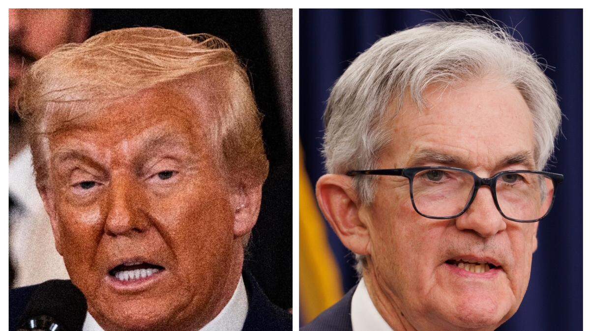 El presidente Donald Trump (izq.) volvió a criticar al presidente de la Reserva Federal, Jerome Powell, el jueves 17 de abril de 2025.