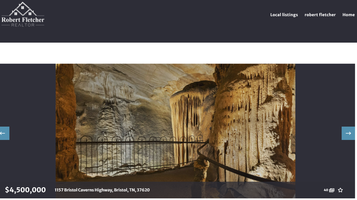 Caverna creada por un río subterráneo de Tennessee sale a la venta. Southeastern Properties está vendiendo por $4.5 millones a Bristol Caverns.
