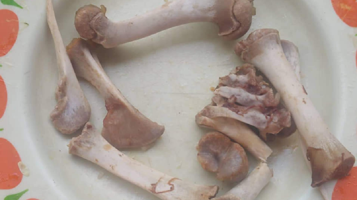 The bones of the animal sold as mutton in a Havana market are in refrigeration waiting for a government exam.