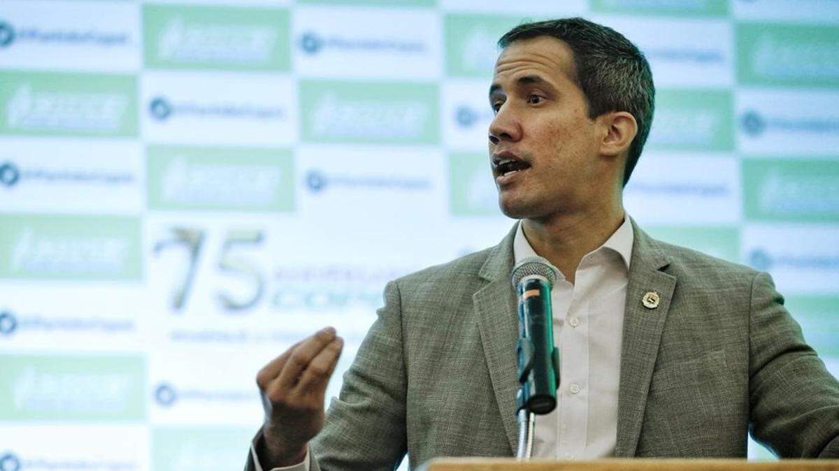 Juan Guaidó durante un acto público, el 13 de enero de 2021.