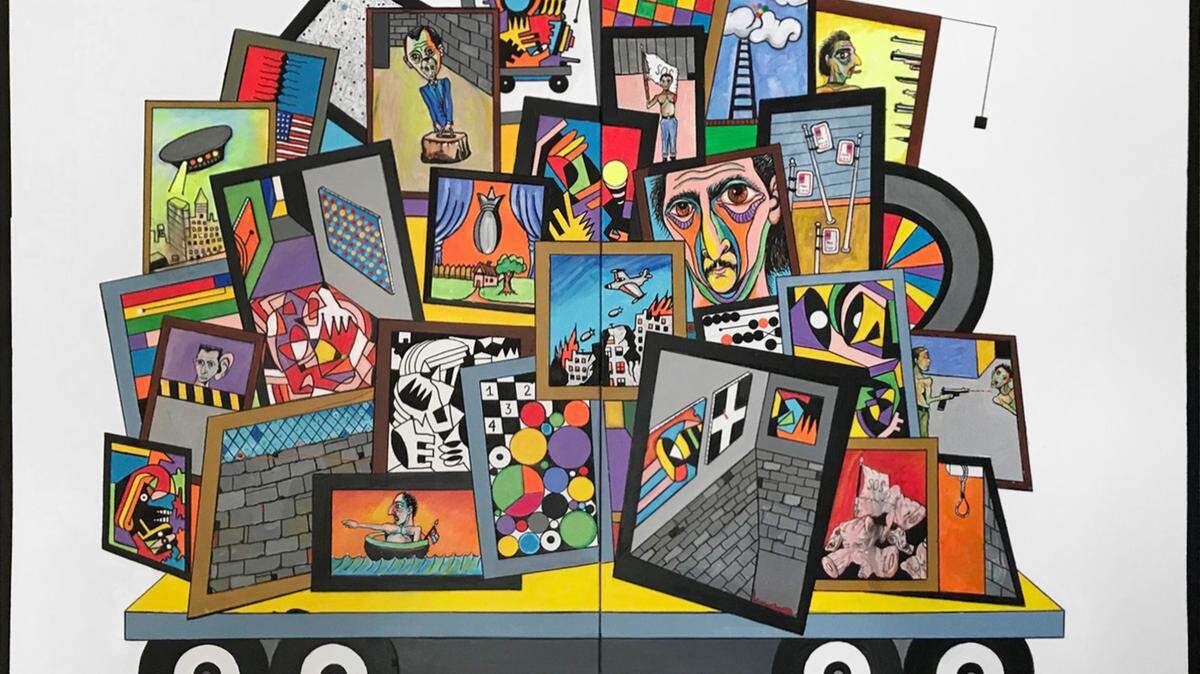 ‘Travelling Show’, 2024, acrílico sobre lienzo, 72 x 96 pulgadas.