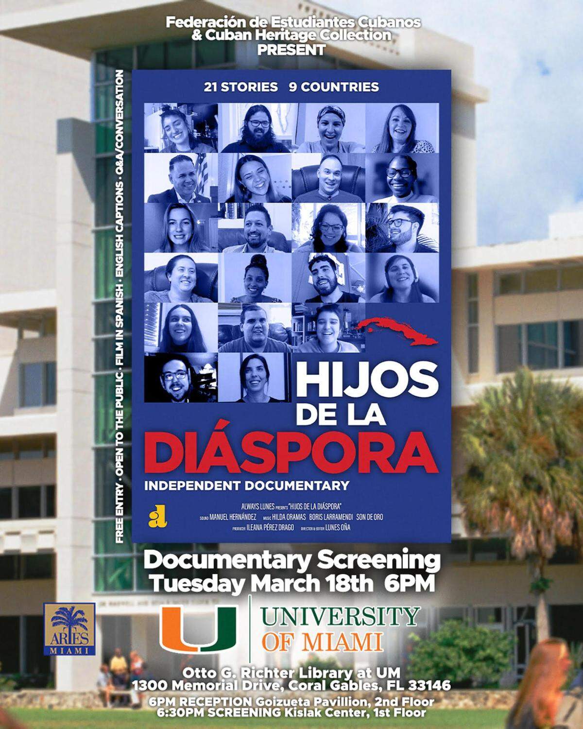 Documental “Hijos de la diáspora” en Otto G. Richter Library de la Universidad de Miami.