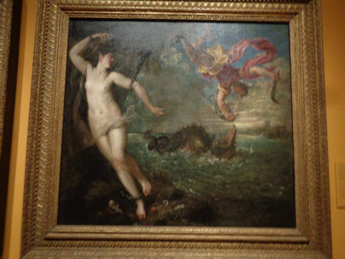 ‘Andrómeda y el dragón’, Siglo XVI, de Tiziano. Óleo sobre lienzo, 178 x 204 cm. Museo del Prado, Madrid, España. Wallace Collection.