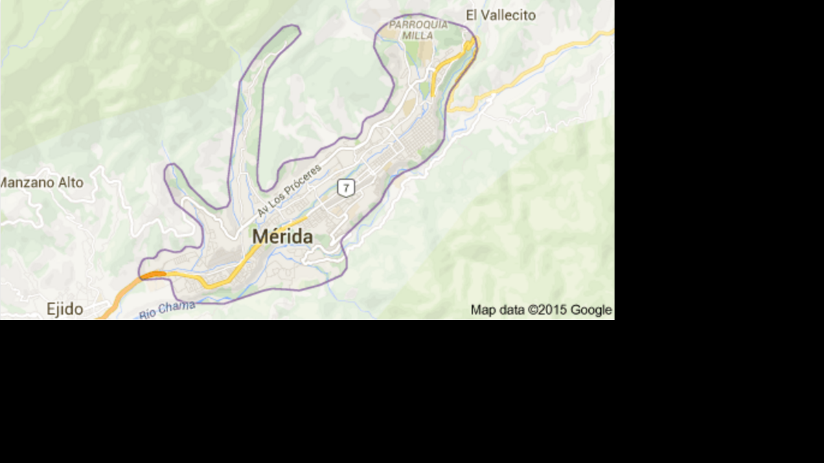 Mérida, el estado andino del noroeste de Venezuela. Google Maps.