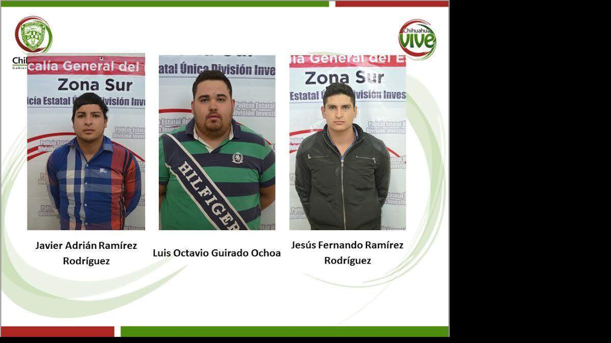 Los detenidos fueron identificados como Luis Octavio Guirado, de 21 años; Luis Fernando Ramírez, de 20, y Javier Adrián Ramírez, de 21, todos originarios del mismo municipio.