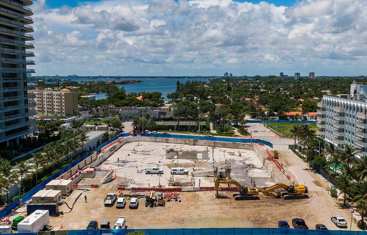 View of the land that once housed the Champlain Towers South in Surfside after the rubble has been cleared out. The condo at 8777 Collins Ave. in Surfside collapsed early Thursday morning, June 24, 2021. Photo taken on Aug. 10, 2021.