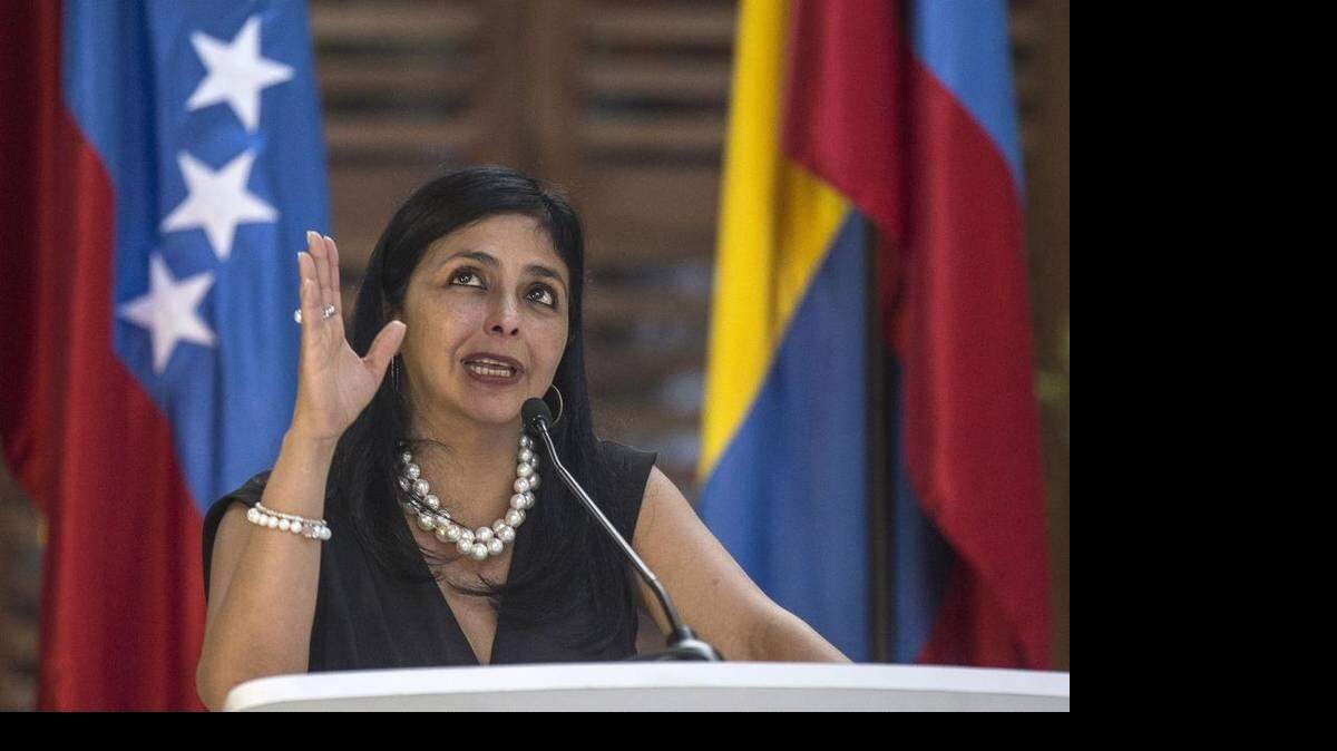 Delcy Rodríguez, ministra de relaciones exteriores de Venezuela, el 26 de agosto, en Cartagena, Colombia. 