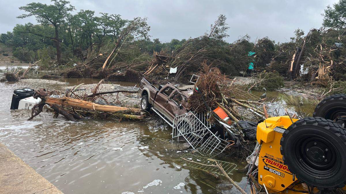 Vista del daño causado por las inundaciones en el área de Kerrville, Texas, el 5 de julio de 2025.