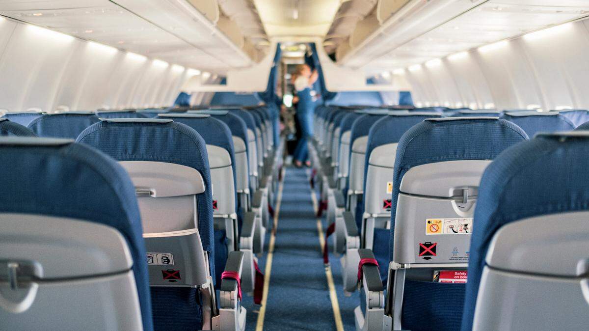 Empty airplane cabin interior