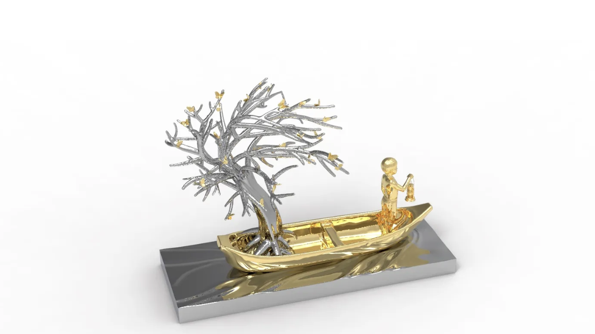 “Roots to Fly – Gold and Silver”, 2025, de Rubem Robierb en VISU Contemporary.