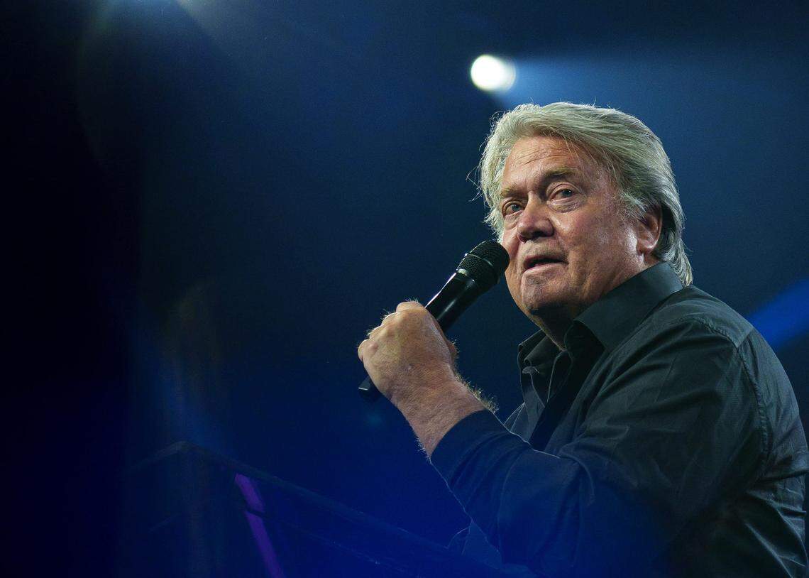 Steve Bannon, former advisor to Donald Trump, on Dec. 17, 2023, in Phoenix, Arizona.