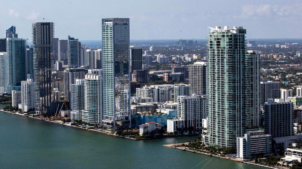 An aerial view of the Miami skyline on Wednesday, Feb. 22, 2023.