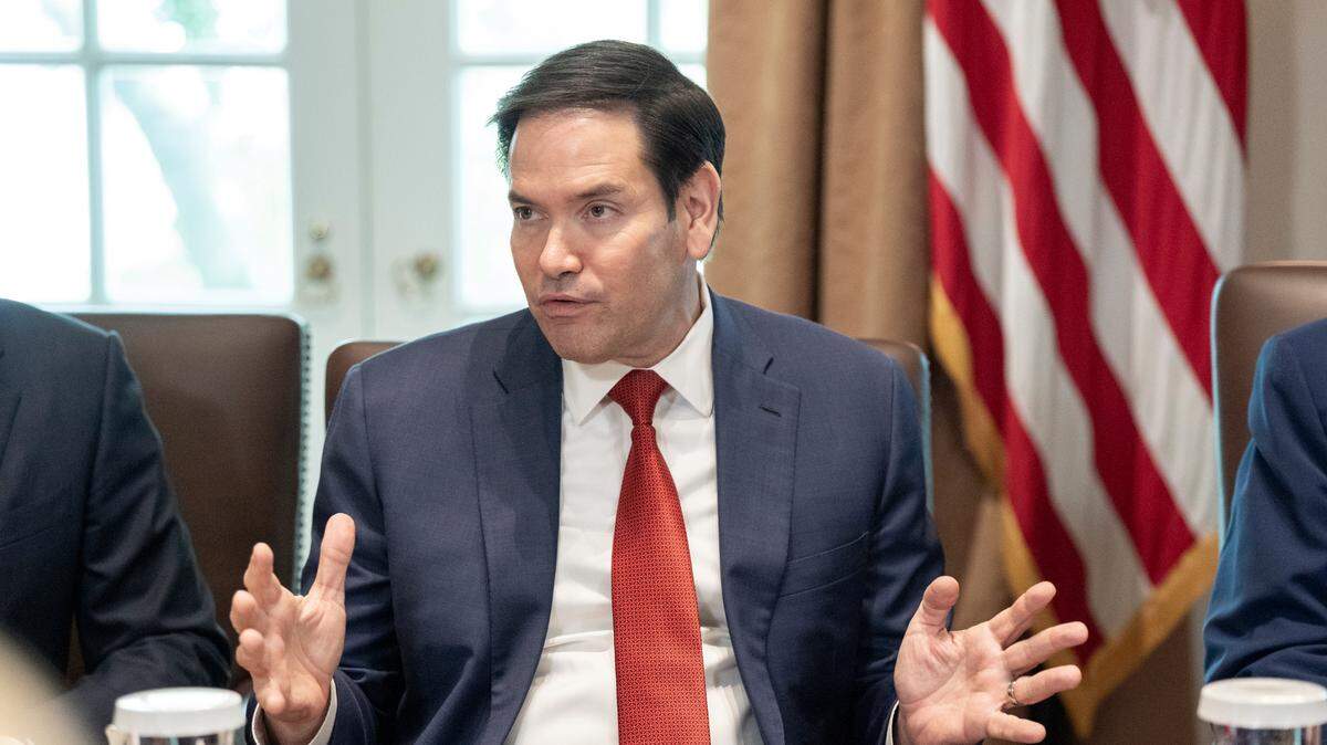 Secretary of State Marco Rubio speaks during a cabinet meeting held by President Donald Trump in the Cabinet Room of the White House in Washington, DC on Wednesday, April 30, 2025.   Photo by Ken Cedeno/Pool/Sipa USA
