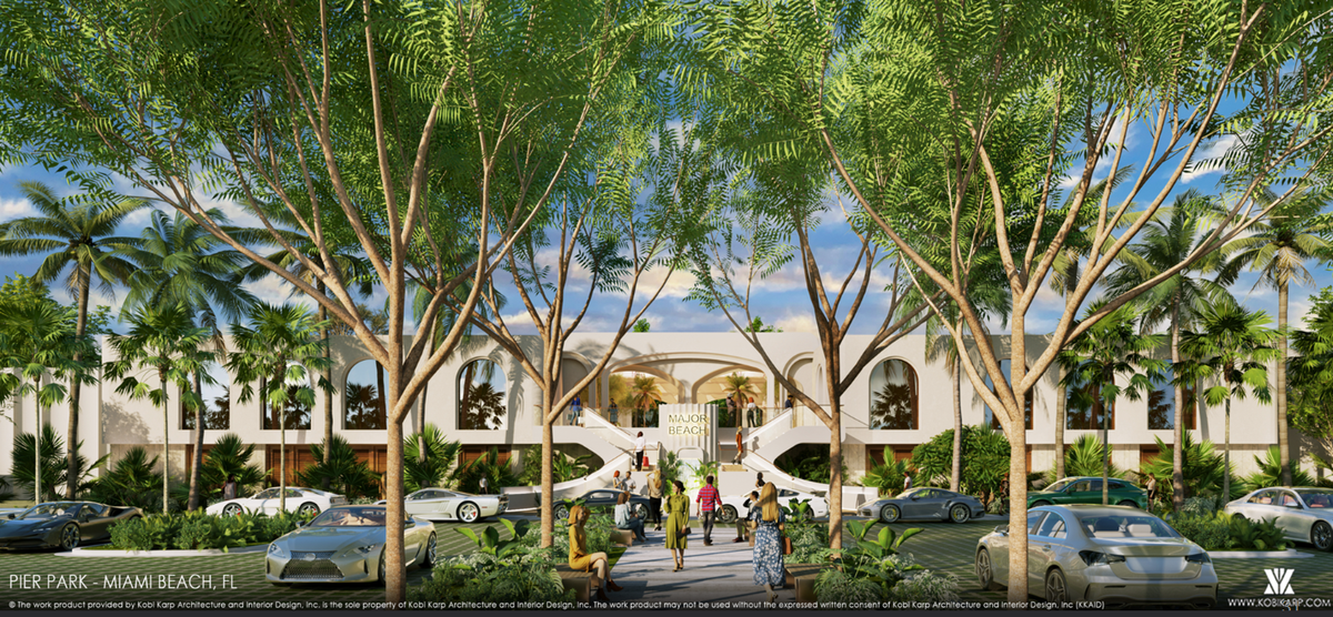 Una representación muestra la entrada principal de un proyecto propuesto en la ubicación actual de Nikki Beach.