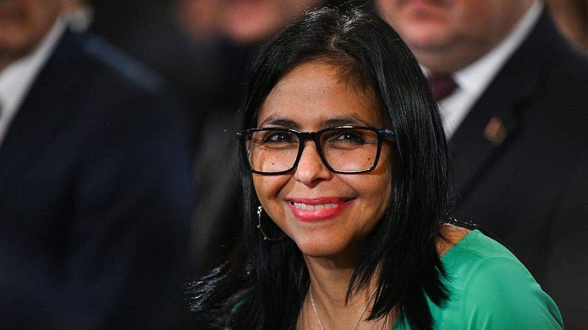 Venezuela's interim President Delcy Rodriguez smiles after a session of the National Assembly in Caracas on January 5, 2026. Venezuela's new parliament opened on January 5 with lawmakers chanting "Let's go Nico!" as they forcibly denounced the recent capture of leftist leader Nicolas Maduro in a US military operation on January 3. (Photo by Federico PARRA / AFP via Getty Images)