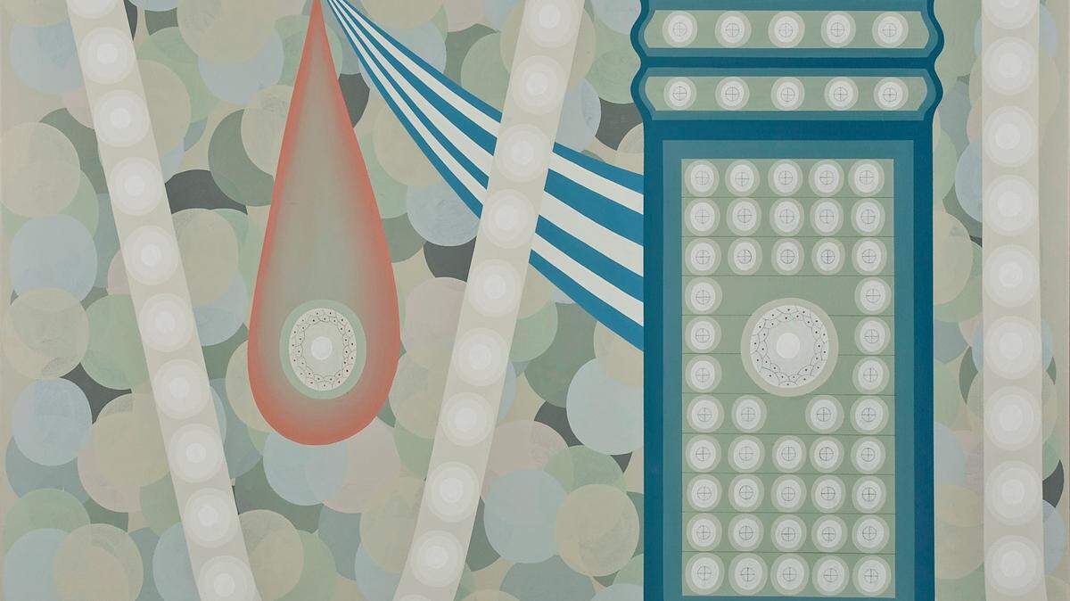 ‘Triptich’ ,1998, de Carlos Rodríguez Cárdenas. Acrílico sobre lienzo, bolígrafo, 50 x 55 pulgadas.