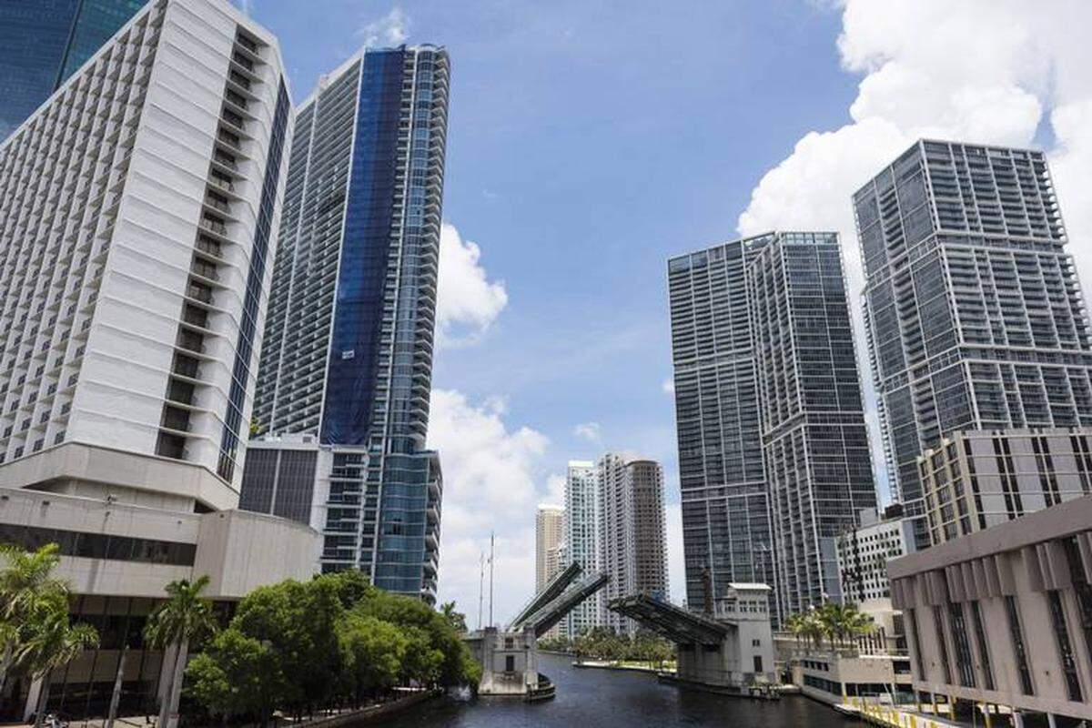 The bridge in Brickell rises to let a boat past in this photo taken on June 29, 2017.