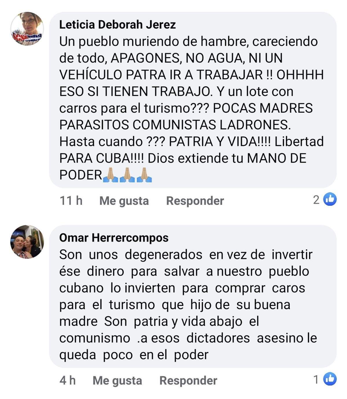Comentarios de internautas sobre la renovación de la flota de automóviles de Transtur