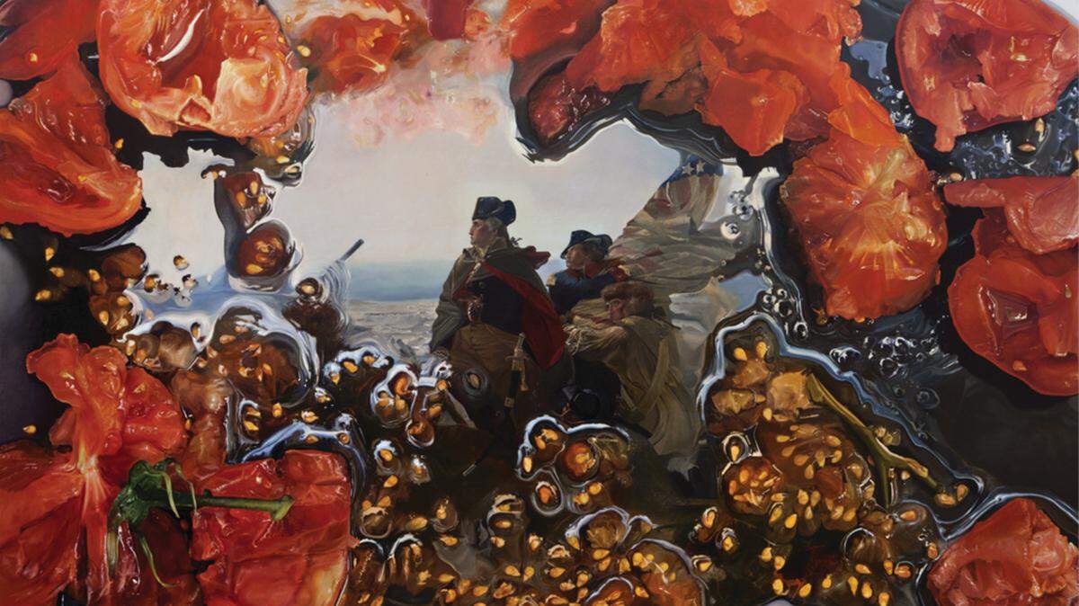 ‘Washington Crossing the Delaware’, 2018, de Geandy Pavón, óleo sobre lienzo, 60 x 72 pulgadas.