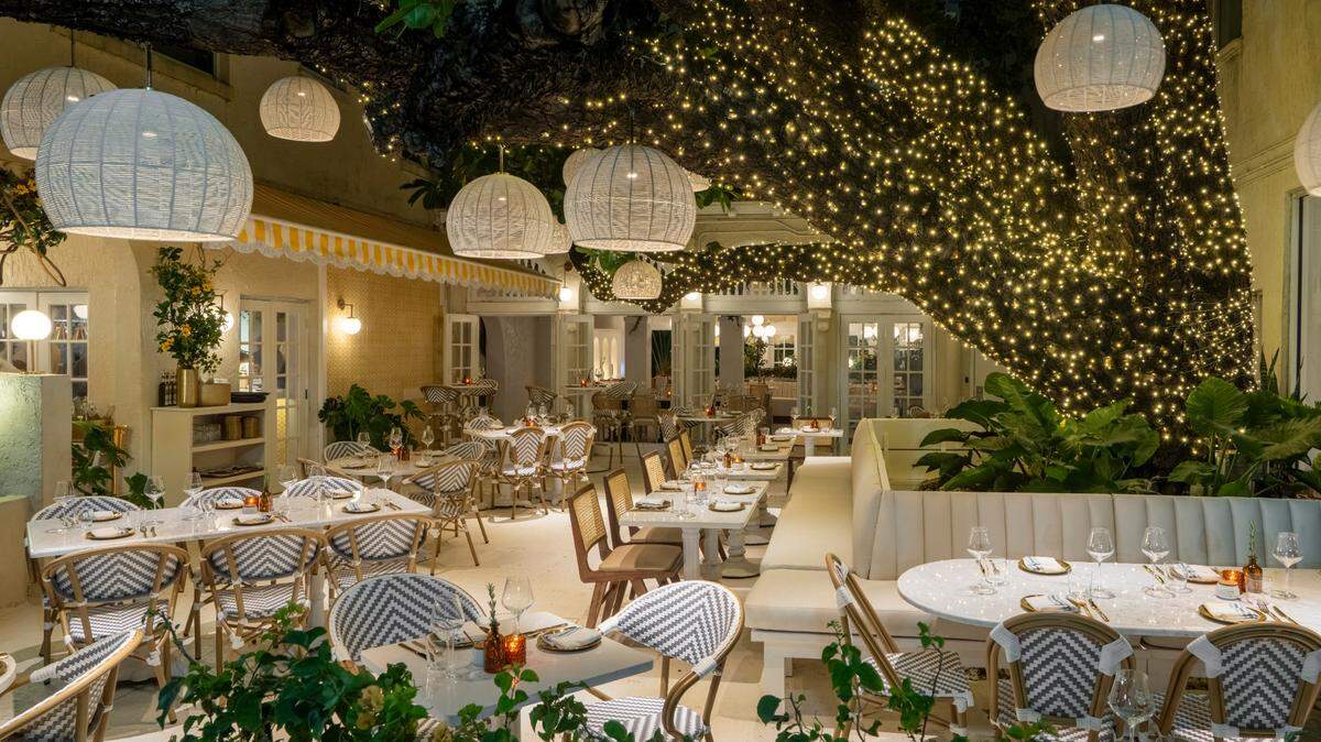 En el nuevo restaurante mediterráneo Motek de South Beach se puede cenar bajo un árbol.