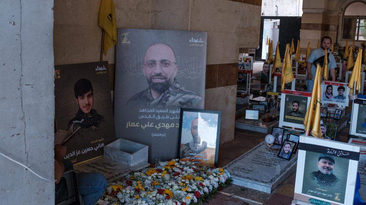 Funeral of a Hezbollah fighter who was a victim of the attacks attributed to Israel the previous day. The attacks involved explosions of wireless devices, primarily walkie-talkies, resulting in 25 deaths and 608 injuries across Lebanon. Ghobeiry, Beirut, on September 19, 2024. Photo by Sandro Basili/Abaca/Sipa USA