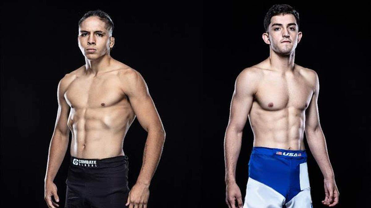 El invicto Iván Tena (derecha) y el ganador del premio “Pelea del año” 2021, Roberto Romero (izquierda) se enfrentarán en un evento principal de peso pluma de Combate Global y un enfrentamiento entre EE. UU. y México el viernes 19 de agosto.