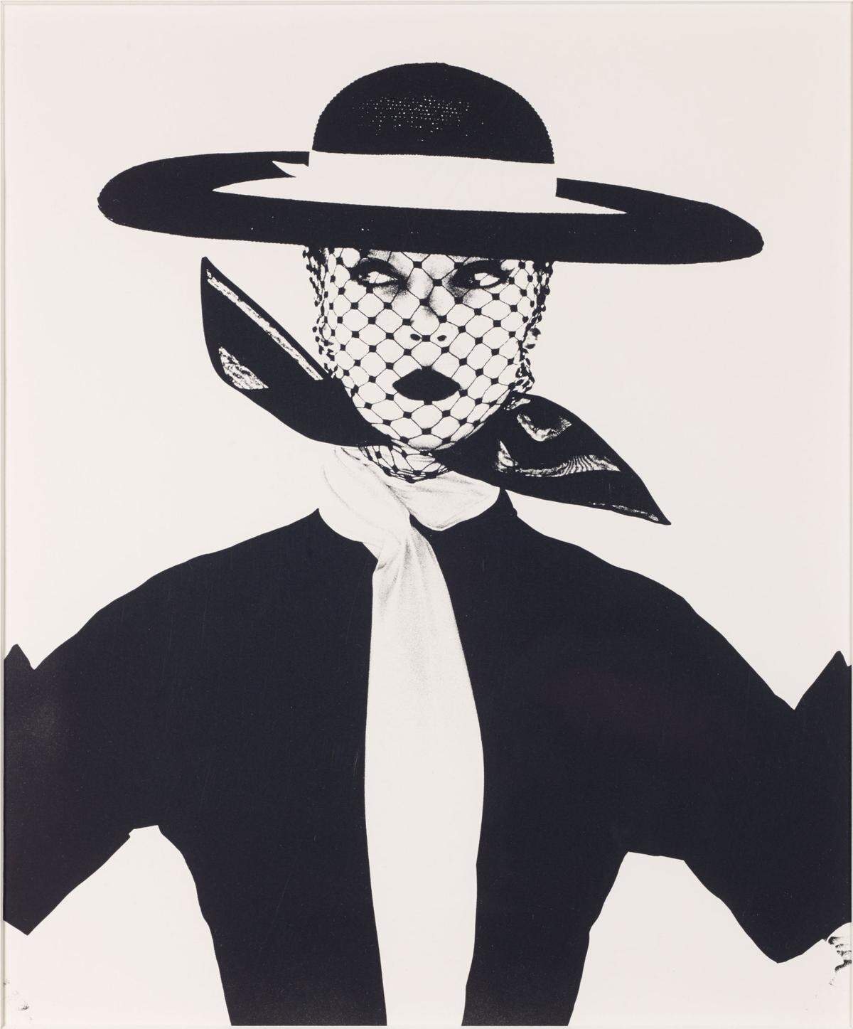 Fotografía en blanco y negro de Jean Patchett para la portada de Vogue de 1950, foto de Irving Penn. Norton Museum, Palm Beach.