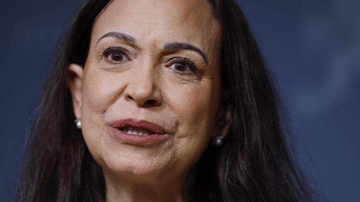 Nobel Peace Prize winner Maria Corina Machado addresses a press conference on December 11, 2025 at the Norwegian government's representative facilities in Oslo. Machado arrived in the Norwegian capital hours after the Venezuelan opposition leader's award was collected on her behalf by her daughter. (Photo by Odd ANDERSEN / AFP via Getty Images)
