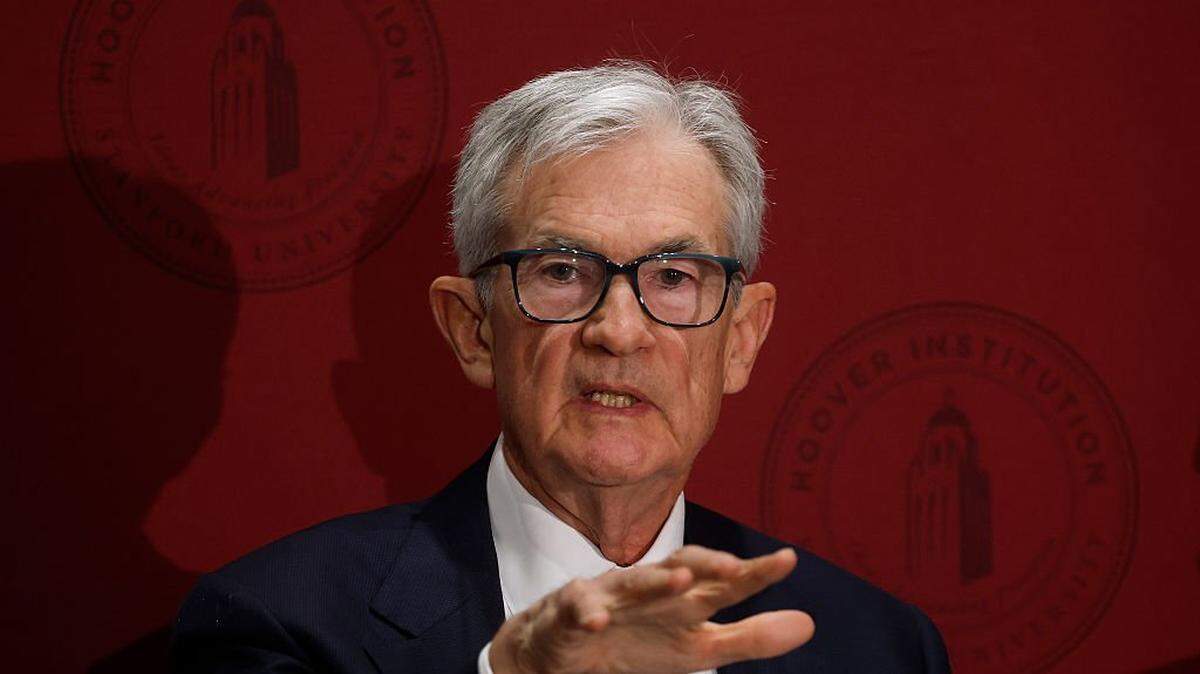STANFORD, CALIFORNIA - DECEMBER 01: Federal Reserve Bank Chair Jerome Powell speaks during the George P. Shultz Memorial Lecture Series at Stanford University on December 01, 2025 in Stanford, California. Powell was participating in a conversation with Michael Baskin, Rose and Milton Friedman Senior Fellow on Public Policy at the Hoover Institute and former U.S. Secretary of State Condoleezza Rice. (Photo by Justin Sullivan/Getty Images)