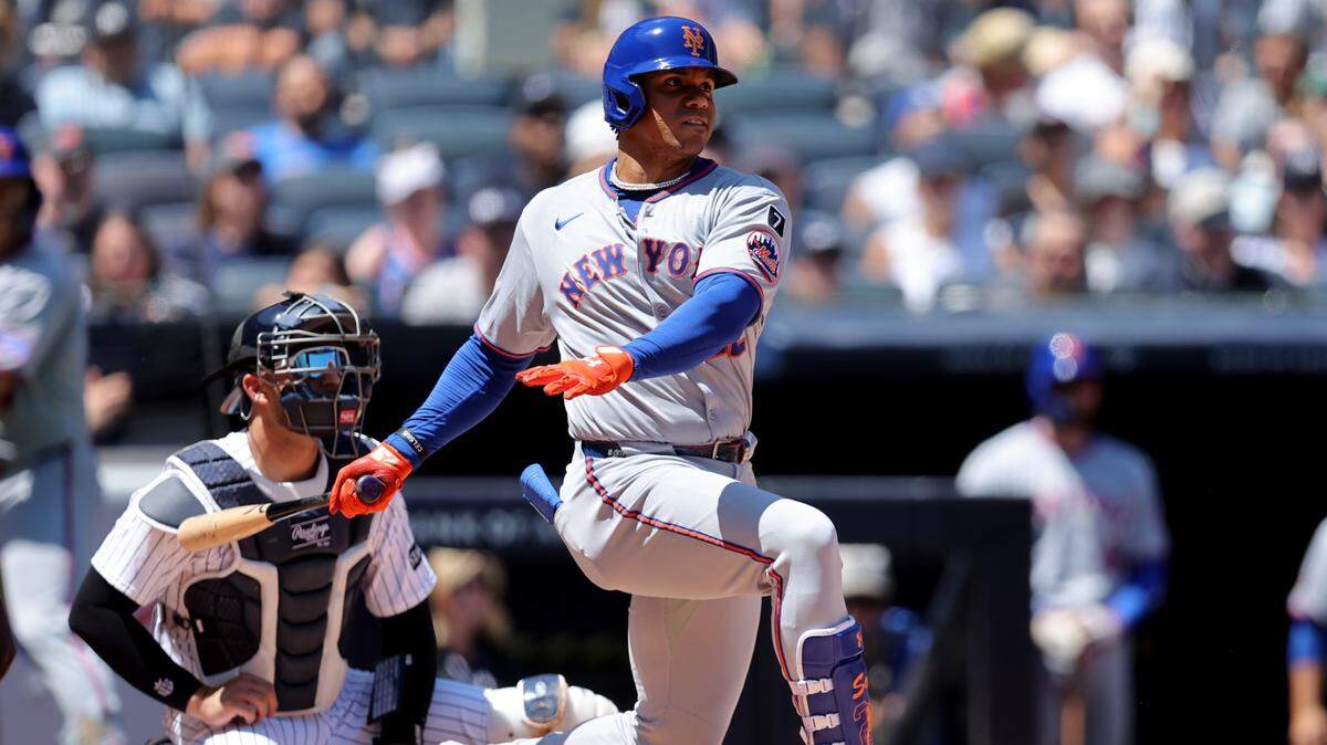 Juan Soto pactó por $765 millones por 15 temporadas con los Mets de Nueva York. En esta campaña promedia .247 en 48 partidos, con ocho jonrones y 20 impulsadas.