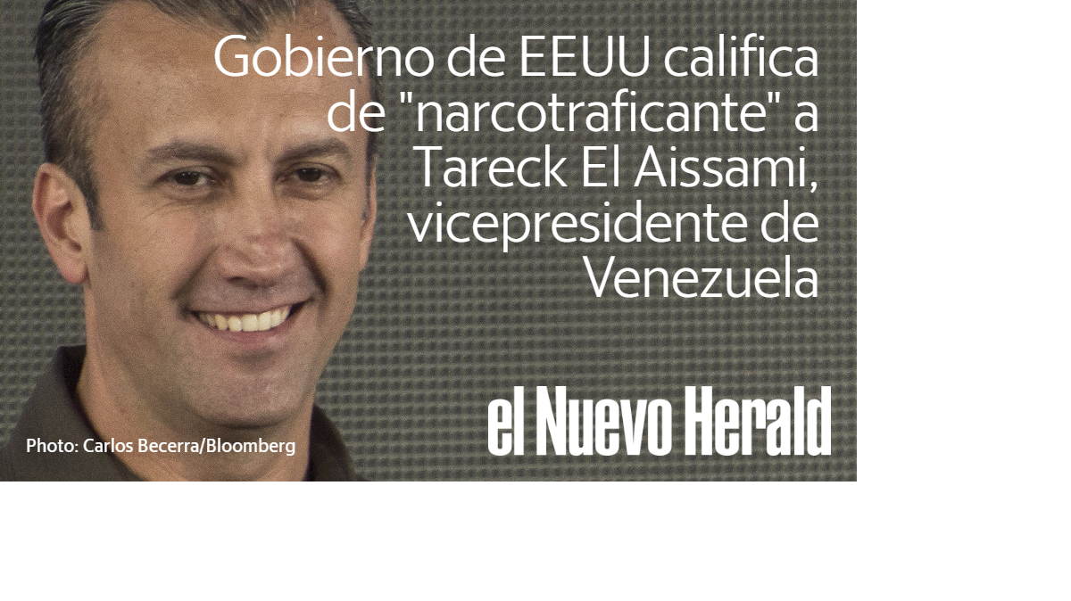 El Departamento del Tesoro acusó a Tareck El Aissami, vicepresidente de Venezuela, de procurar el envío de cargamentos de droga desde Venezuela, incluyendo el control de aviones que partían de ese país así como el control de rutas. 
