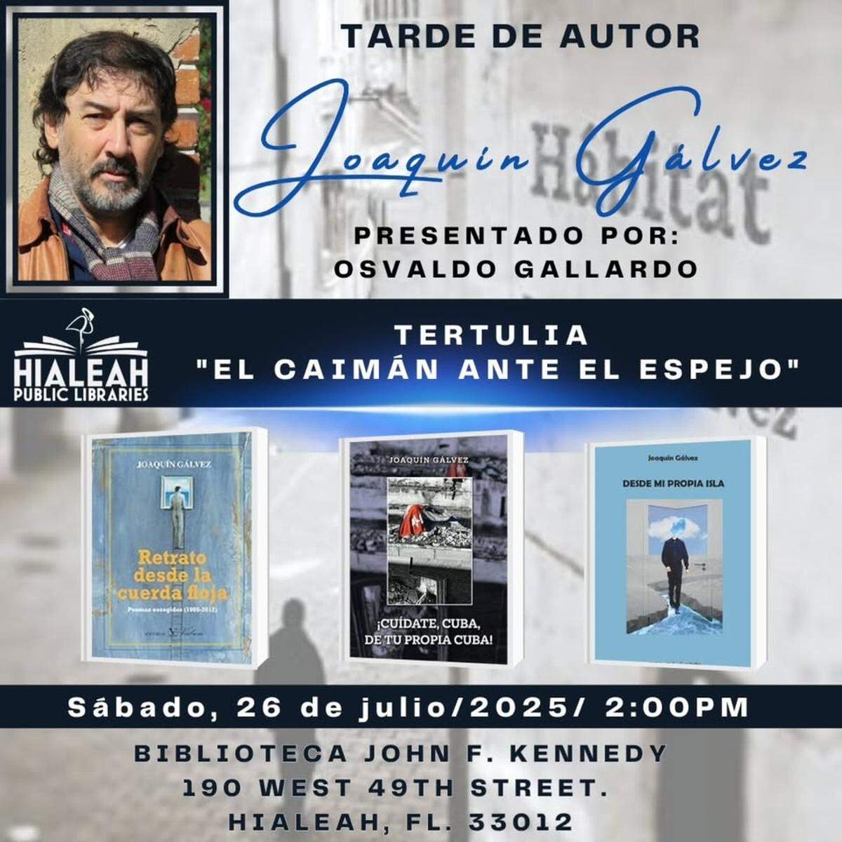 Tarde de autor con Joaquín Gálvez, en “El Caimán ante el espejo”.