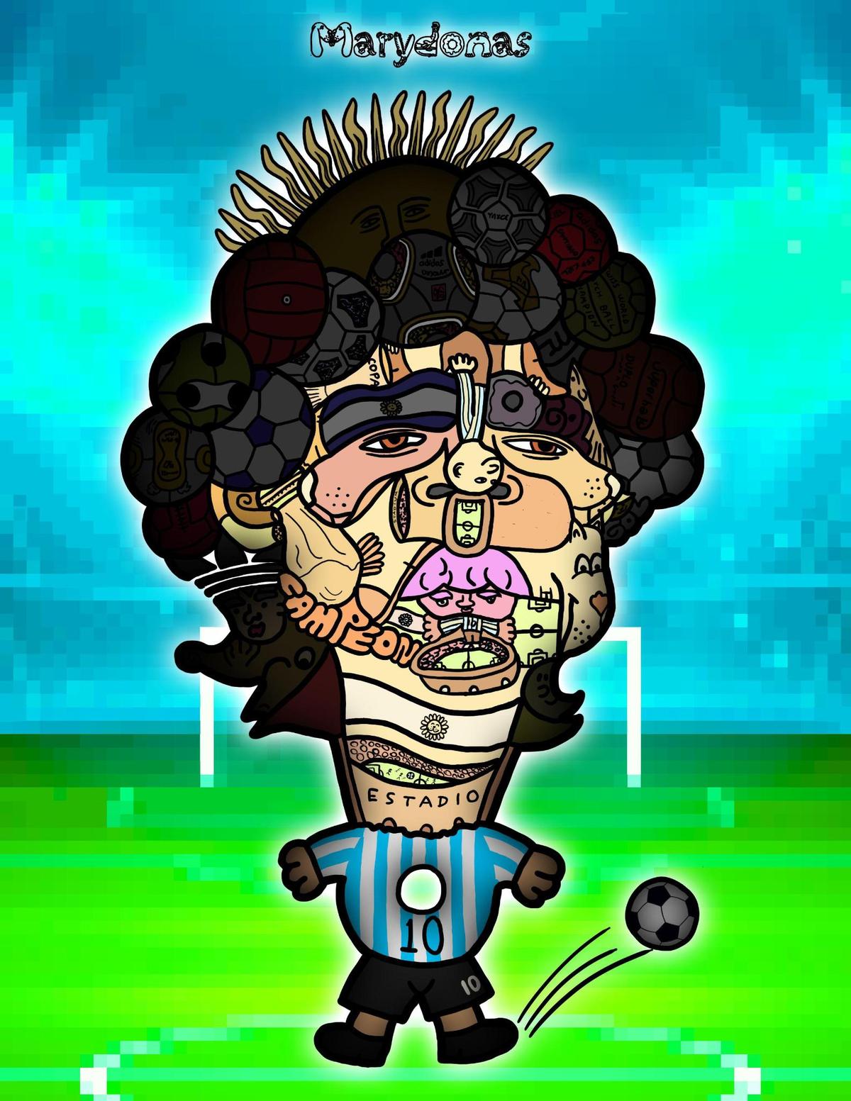 UN NFT de Maradona de la colección que lanzará Pablo Azar el 7 de marzo.