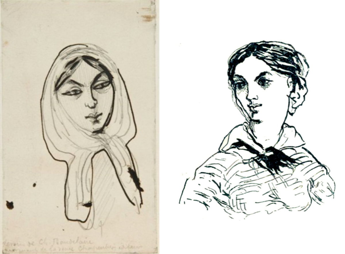 Dibujos de Jeanne Duval hechos por Baudelaire.