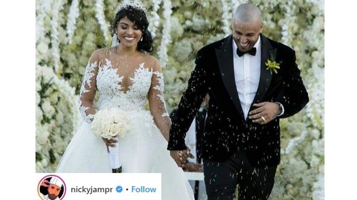 El reguetonero Nicky Jam y la modelo colombiana Angélica Cruz se casaron en febrero del año pasado.