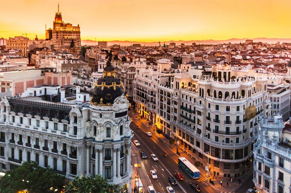 Vista aérea de la Gran Vía de Madrid.