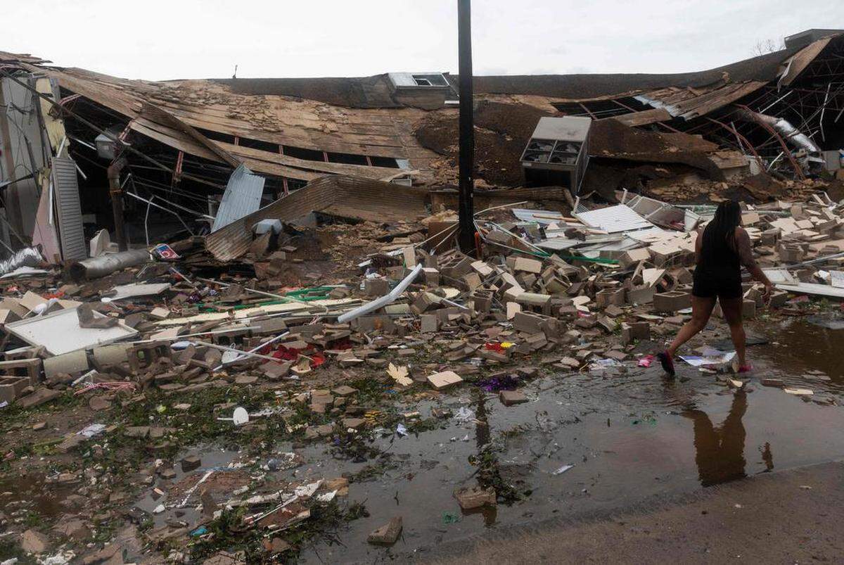 Aftermath of Hurricane Laura in Lake Charles, Louisiana on Aug. 27, 2020.