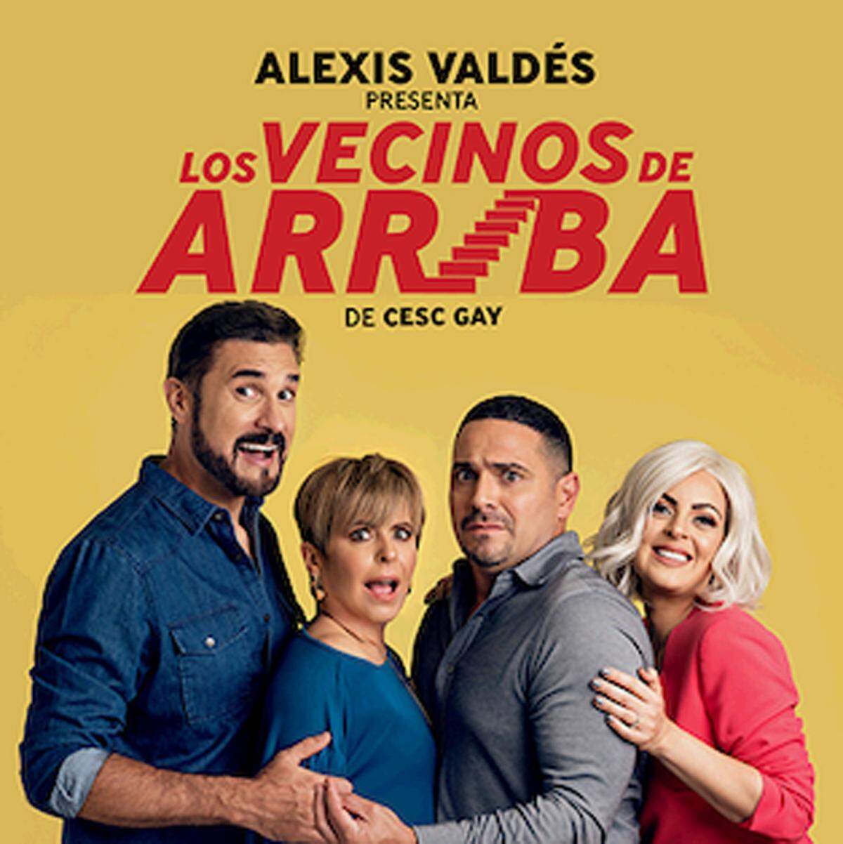 Dianelys Brito, Claudia Valdés, Alejandro Dávalos y Mijaíl Milkay en ‘Los vecinos de arriba’, Teatro Trail.