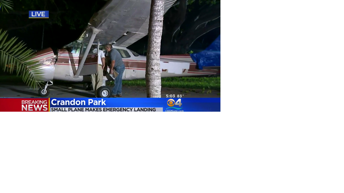 as autoridades están investigando un incidente en el que un piloto tuvo que hacer un aterrizaje forzoso en Crandon Park, Key Biscayne, el jueves por la noche.