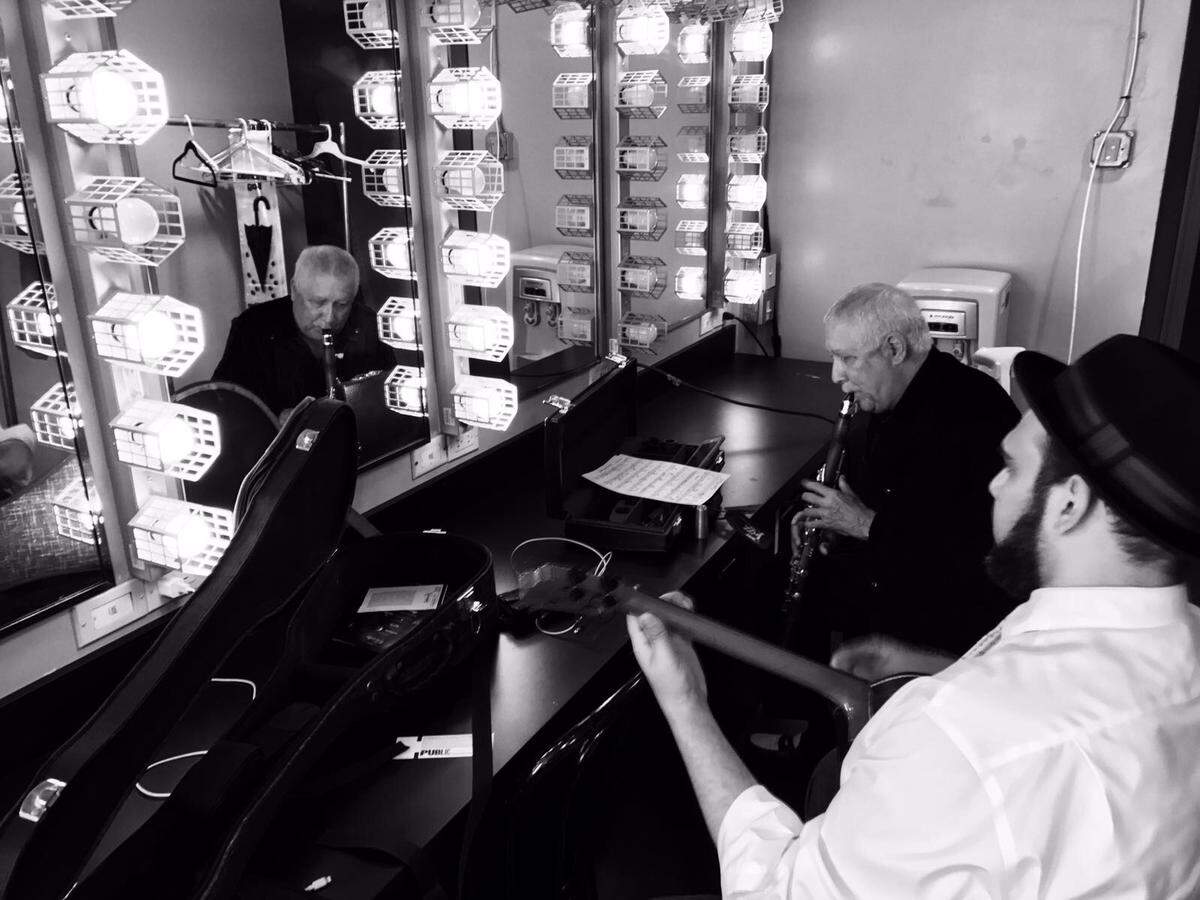 Paquito D’ Rivera y Jorge Glem durante un ensayo en el camerino.