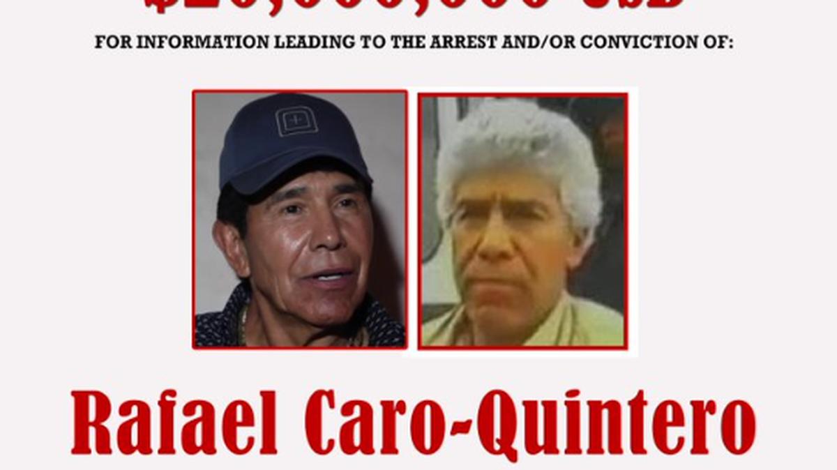 Foto de una orden de búsqueda contra Rafael Caro Quintero de la DEA en 2016.