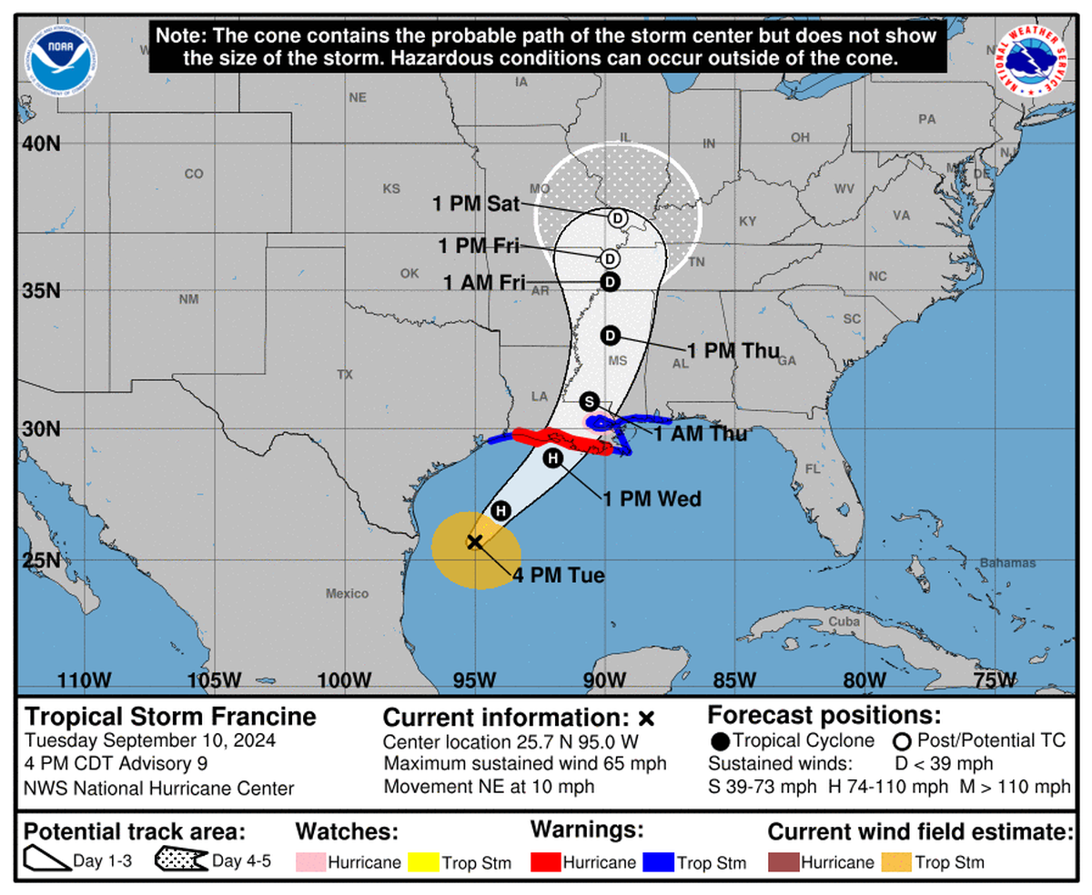La zona metropolitana de la ciudad de Nueva Orleans, Louisiana, está bajo vigilancia de huracán.