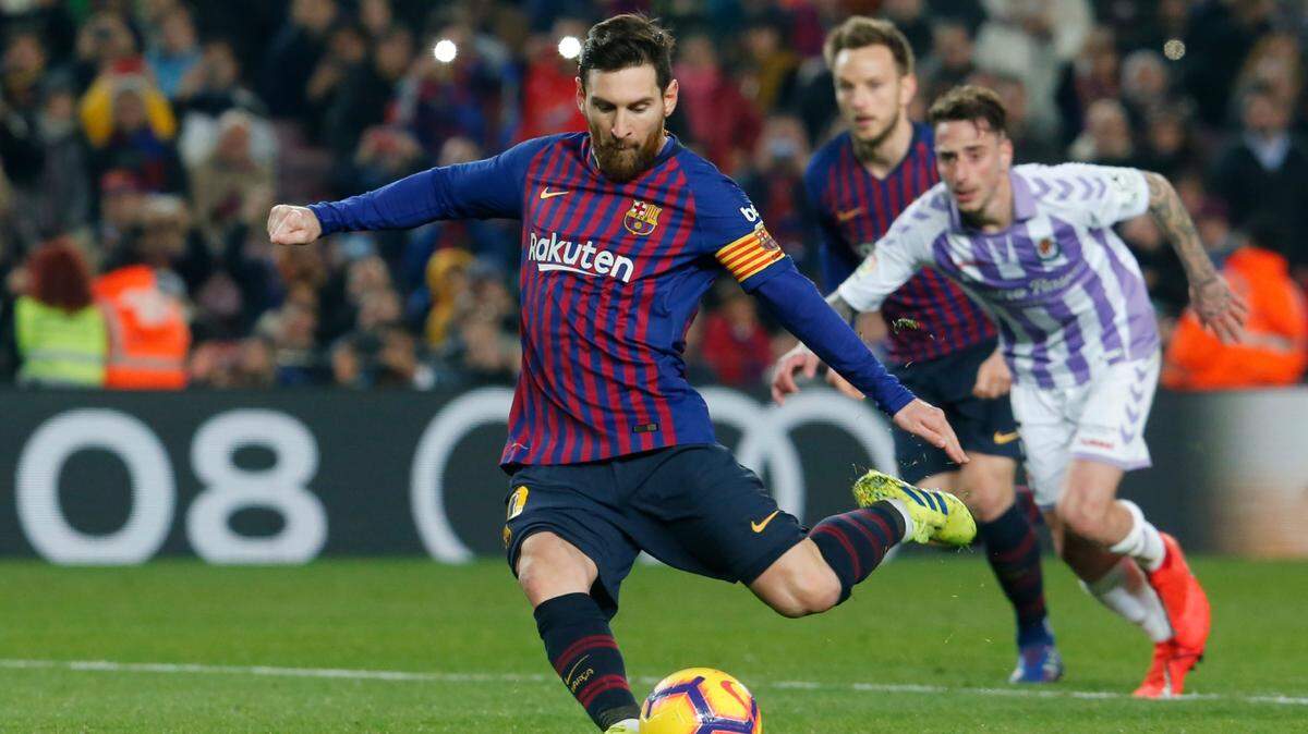 Un gol de penalti en el primer tiempo de Lionel Messi le dio el triunfo 1-0 a Barcelona ante el Valladolid, el 16 de febrero de 2019 en el en el Camp Nou.