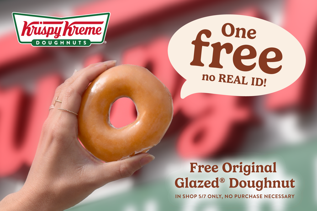 Los clientes de Krispy Kreme pueden obtener una dona glaseada gratis para celebrar la fecha límite de la REAL ID, según informó la cadena. 