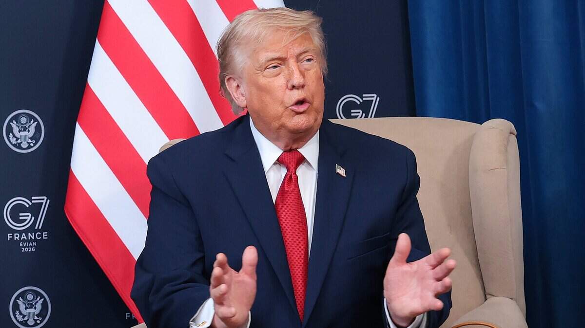 EVIAN-LES-BAINS, FRANCE - JUNE 17: U.S. President Donald Trump speaks during a bilateral meeting with Egyptian President Abdel Fattah el-Sisi on the sidelines of the G7 Summit on June 17, 2026 in Evian-les-Bains, France. Leaders from the Group of 7 (G7) countries convened in Evian, France, near the Swiss border, for their annual summit to discuss challenges to peace and security for Ukraine and Europe, the situation in the Middle East, and other geopolitical issues. (Photo by Anna Moneymaker/Getty Images)