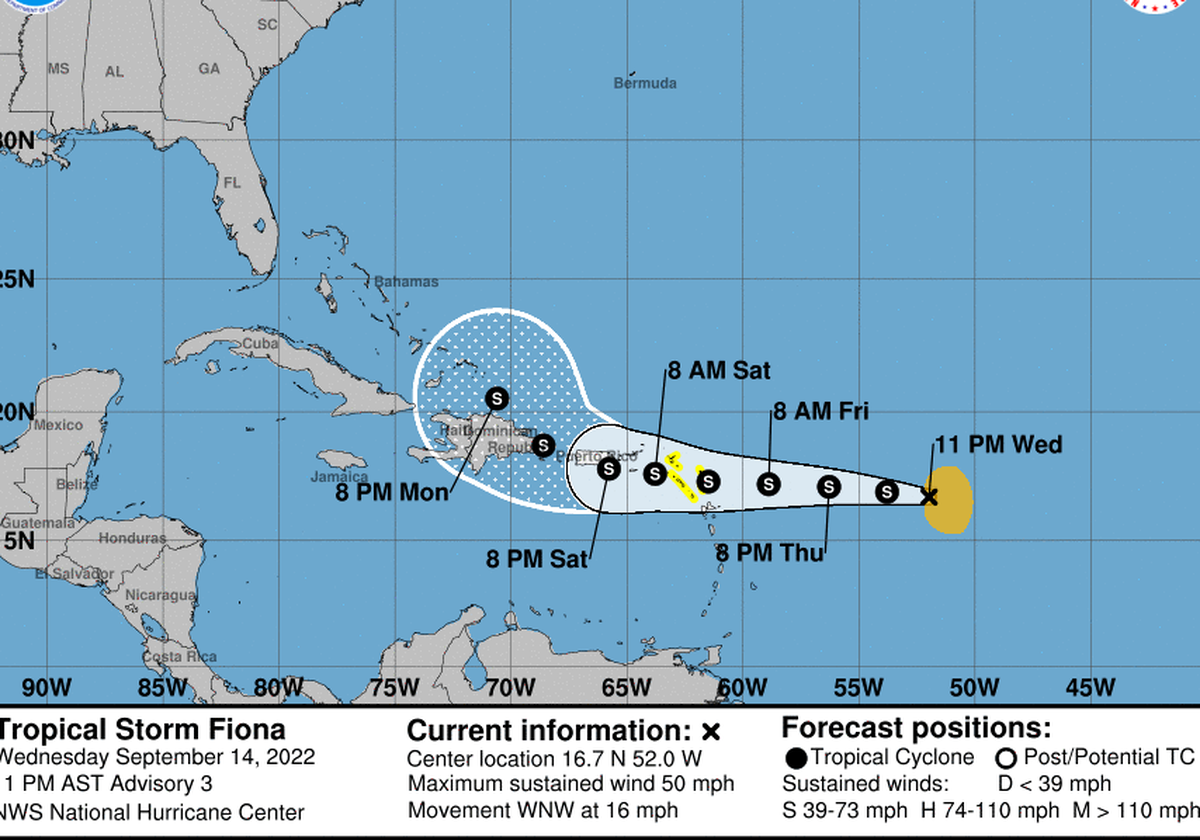 La séptima depresión tropical de la temporada de huracanes en el Atlántico se convirtió la noche del miércoles en la tormenta&nbsp; Fiona y podría amenazar a las Antillas menores, las islas Vírgenes y Puerto Rico.