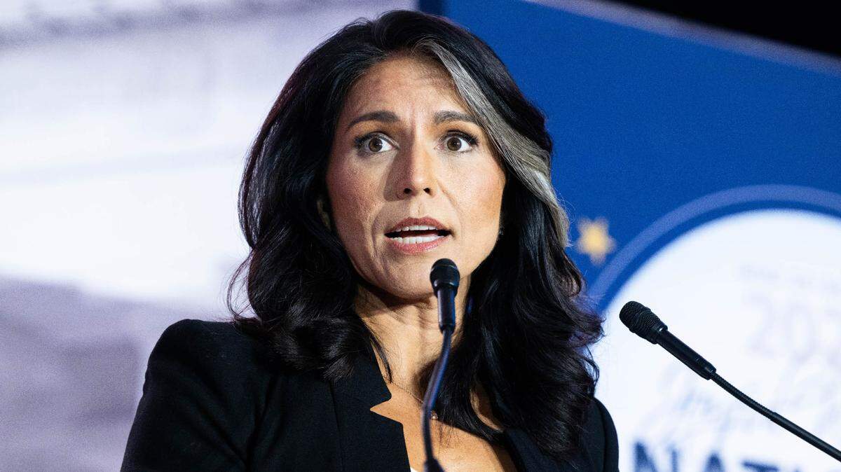 Former U.S. Representative Tulsi Gabbard (D-HI) speaking at the Moms for Liberty National Summit at the JW Marriott Washington in Washington, DC. (Photo by Michael Brochstein/Sipa USA)