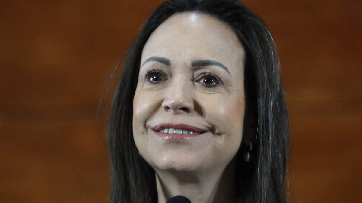 Venezuelan opposition leader Maria Corina Machado delivers a press conference in Santiago, on March 12, 2026. Machado travelled to Chile to attend Chile's President Jose Antonio Kast's inauguration. (Photo by Raul BRAVO / AFP via Getty Images)