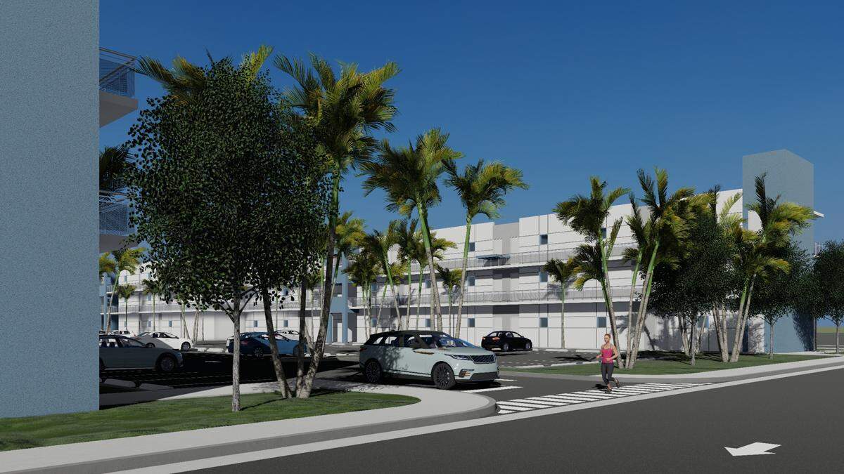 Representación del proyecto urbanístico de Prestige Companies ubicado en Market Station, en Hialeah, conformado por 114 unidades.